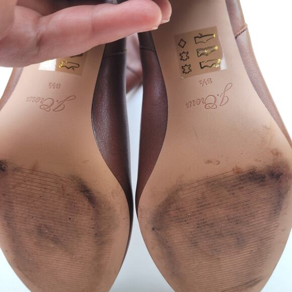 J Crew Leather Mid-Calf Stacked Anya Boot in Cognac Brown Size 8.5 - Picture 9 of 9